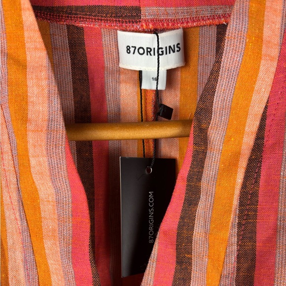 NWT 87Origins Vibrant Striped Button-Down Women’s Shirt, Size 16 - Picture 4 of 13